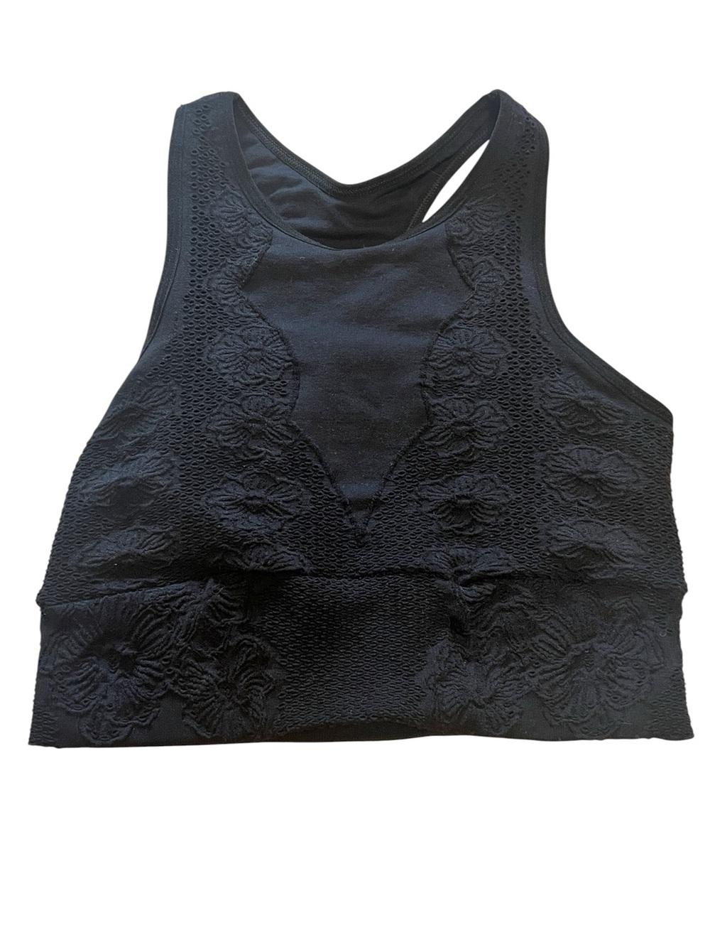 Free People Black Floral-Texture Racerback Bralette